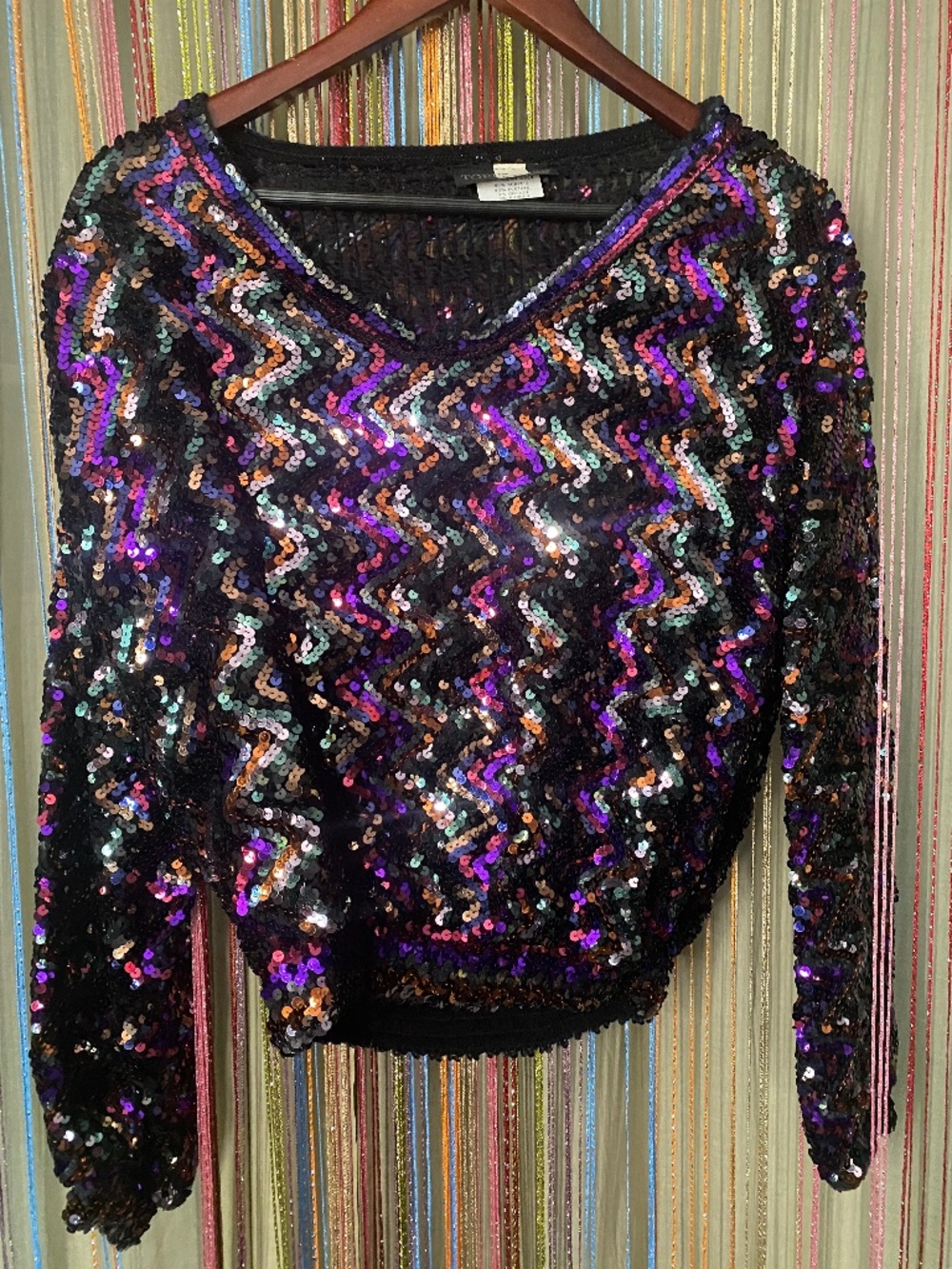 70’s Long sleeve sequined top